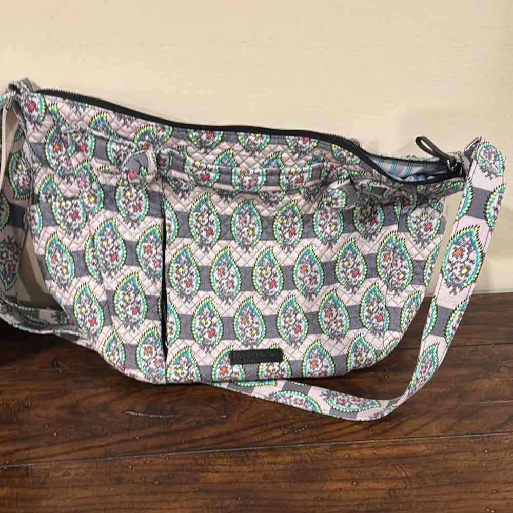 Vera Bradley Green and Blue Crossbody Bag with Geometric Pattern